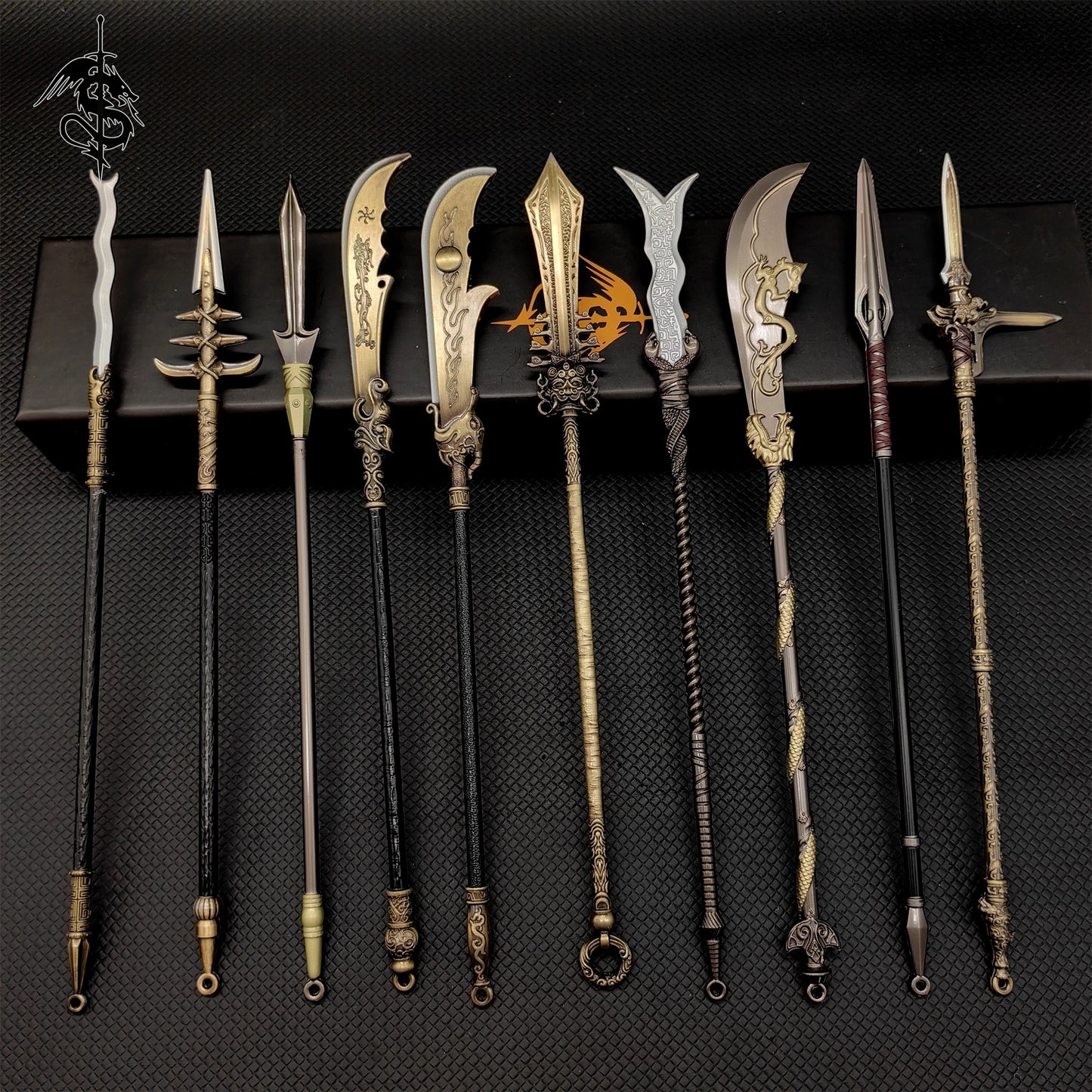 Alloy 8.7"Ancient Chinese Long Spear Replica Room Display 10 In 1 Pack