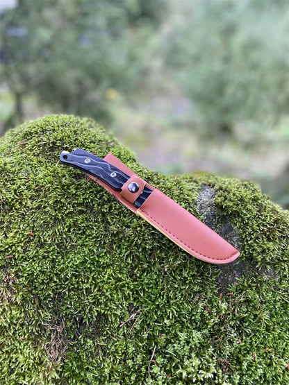 Black Meteorite  Handle Steel Pattern Knife