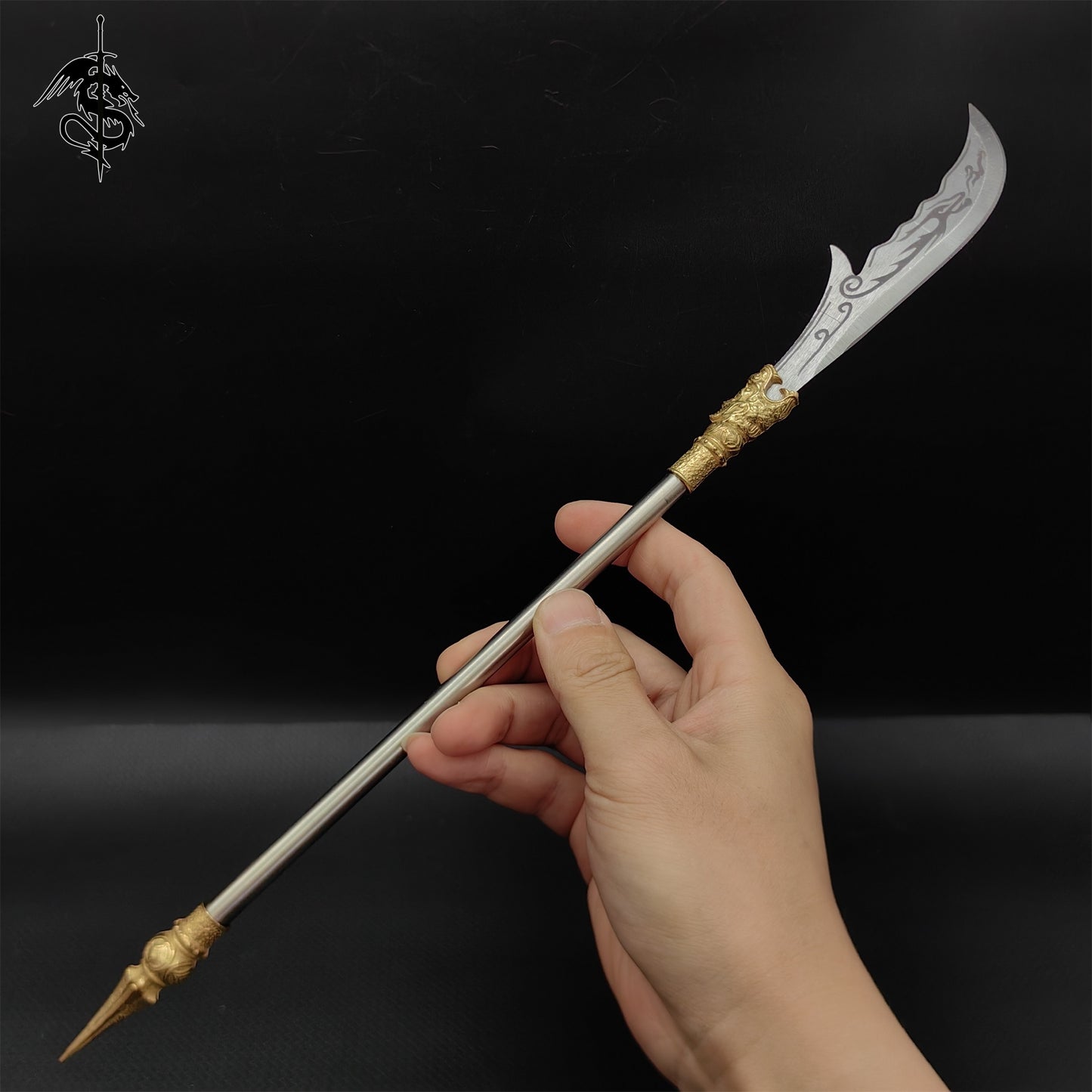 Hand-Forged Long-Handle Weapon Mini Steel Spear 4 In 1 Pack With Stand