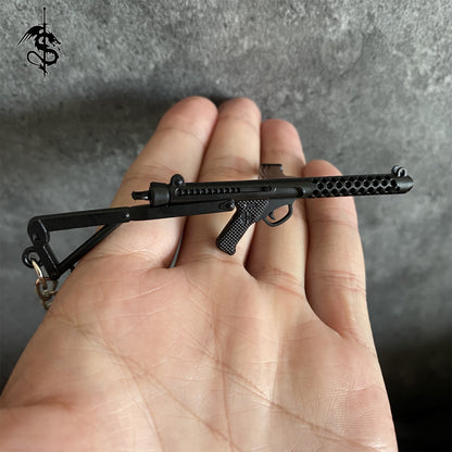 Mini Sterling Submachine Gun Metal keychain