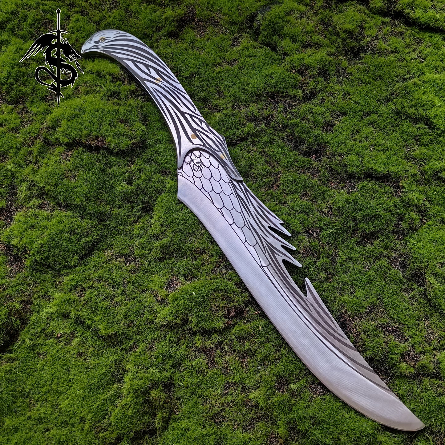 Stainless Steel Elven Sword Skyrim Elven Eagle Sculpture Handle Knife 