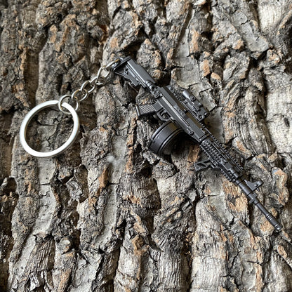 Tiny T03 Assault Rifle Metal Gun Keychain