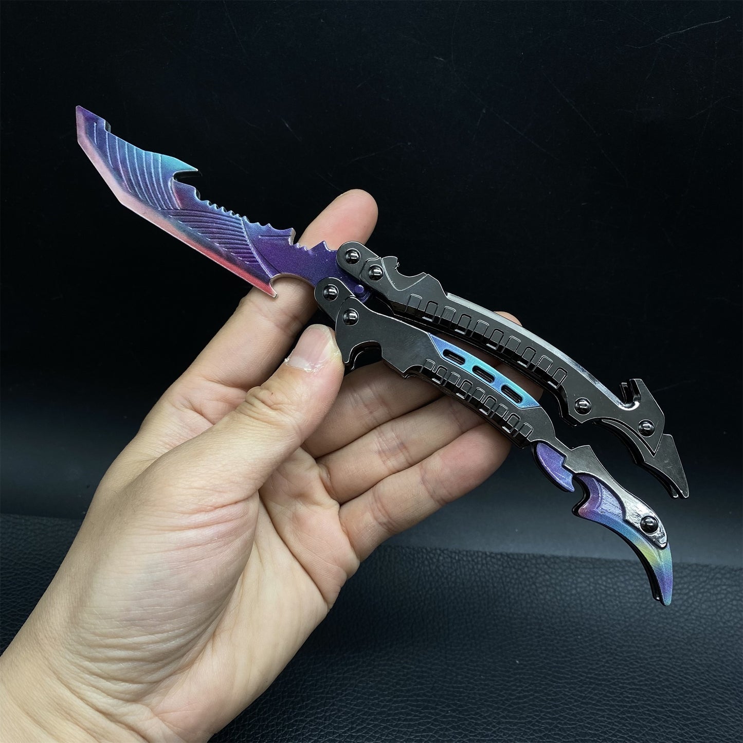 Purple Metal Thunder Flame Butterfly Knife Replica