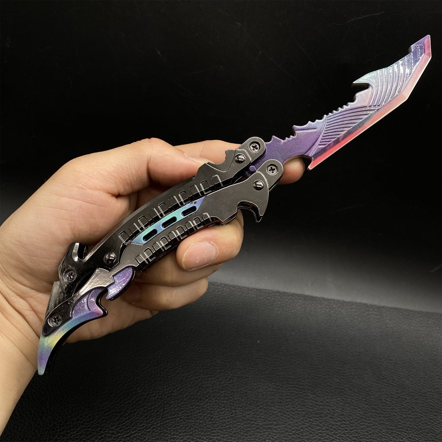 Purple Metal Thunder Flame Butterfly Knife Replica