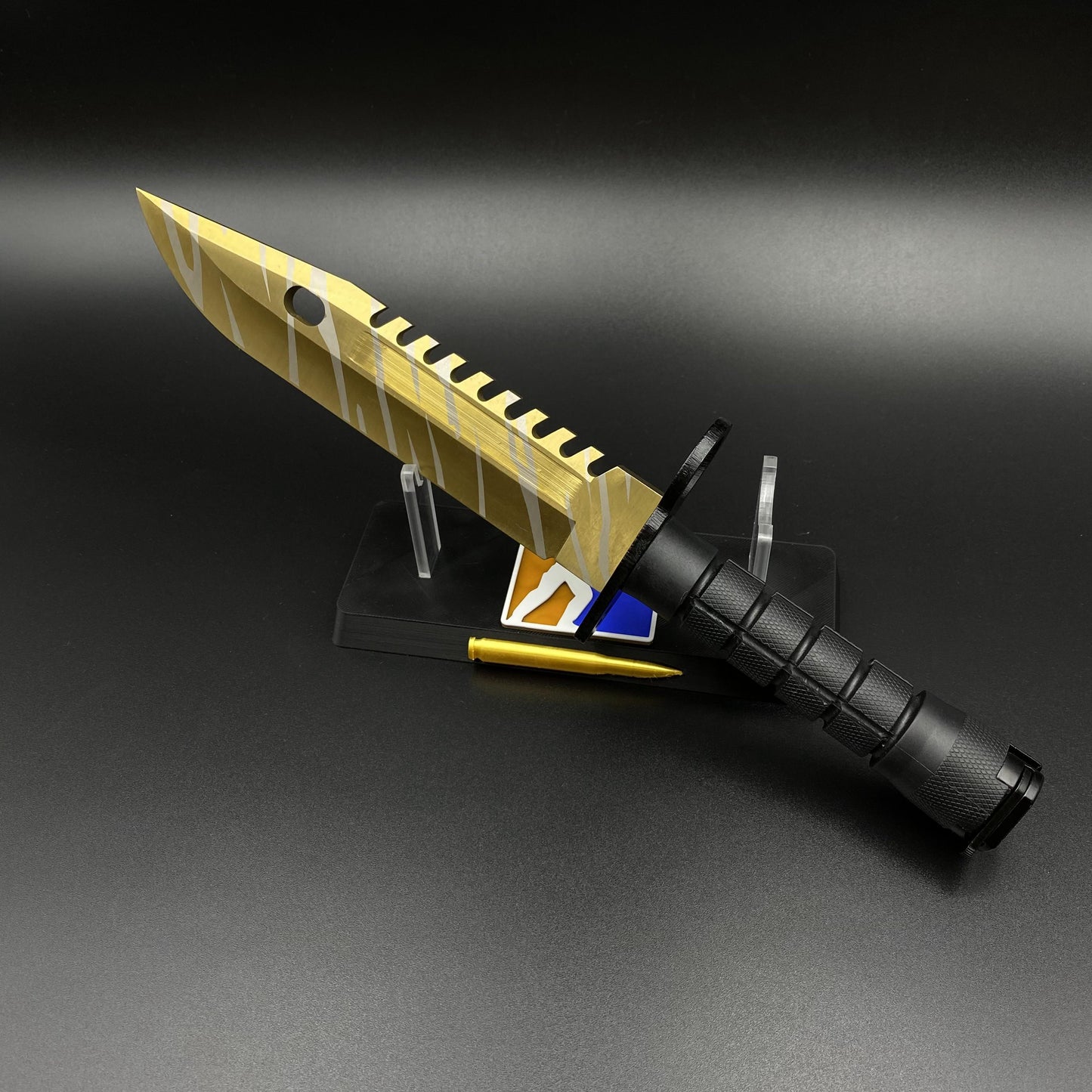 420 Steel Dull Blade Replica Life-Size CS2 Tiger Tooth Skin M9 Bayonet For Collection