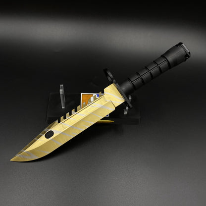 420 Steel Dull Blade Replica Life-Size CS2 Tiger Tooth Skin M9 Bayonet For Collection