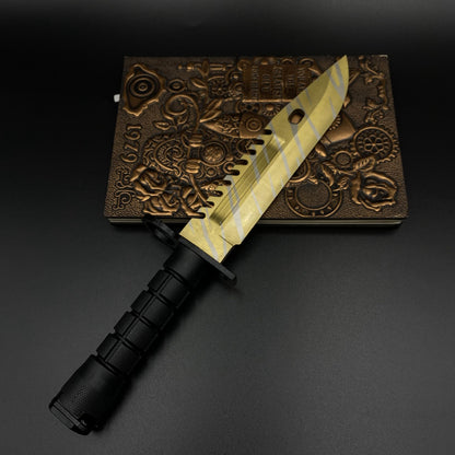 420 Steel Dull Blade Replica Life-Size CS2 Tiger Tooth Skin M9 Bayonet For Collection