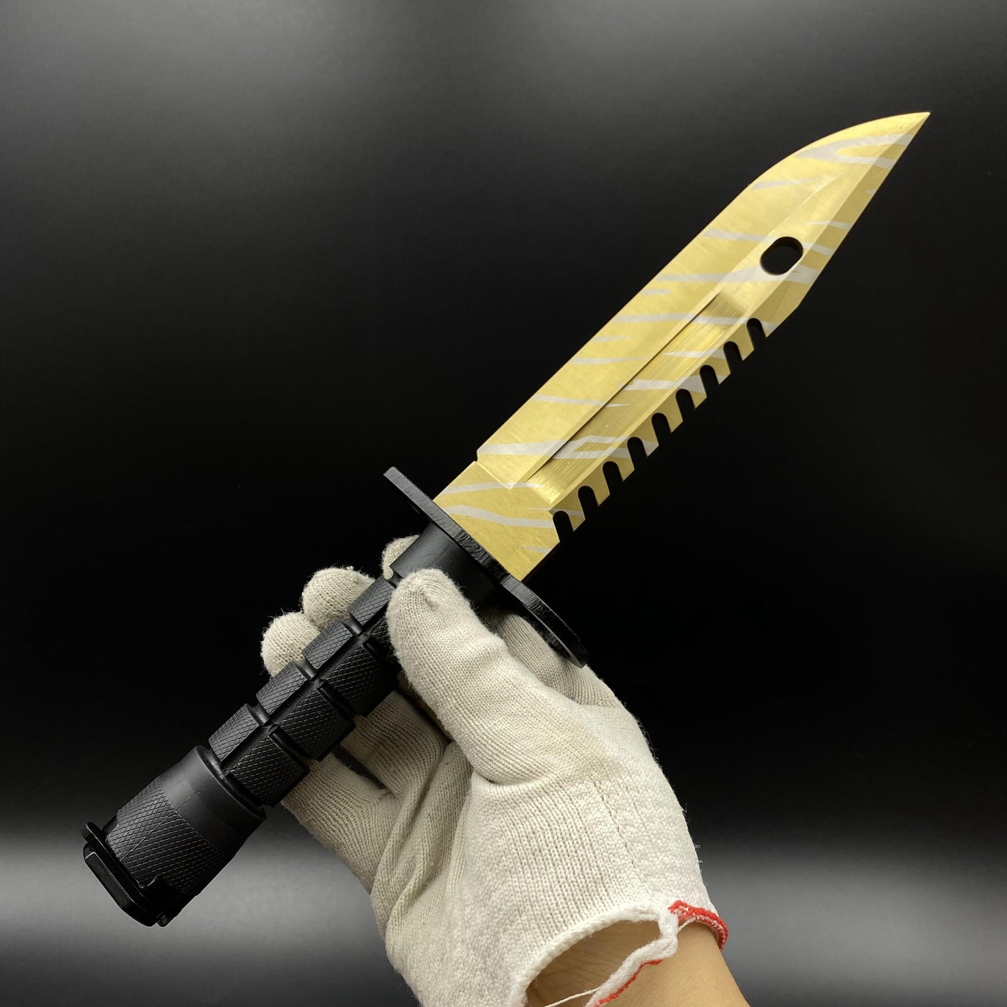 420 Steel Dull Blade Replica Life-Size CS2 Tiger Tooth Skin M9 Bayonet For Collection