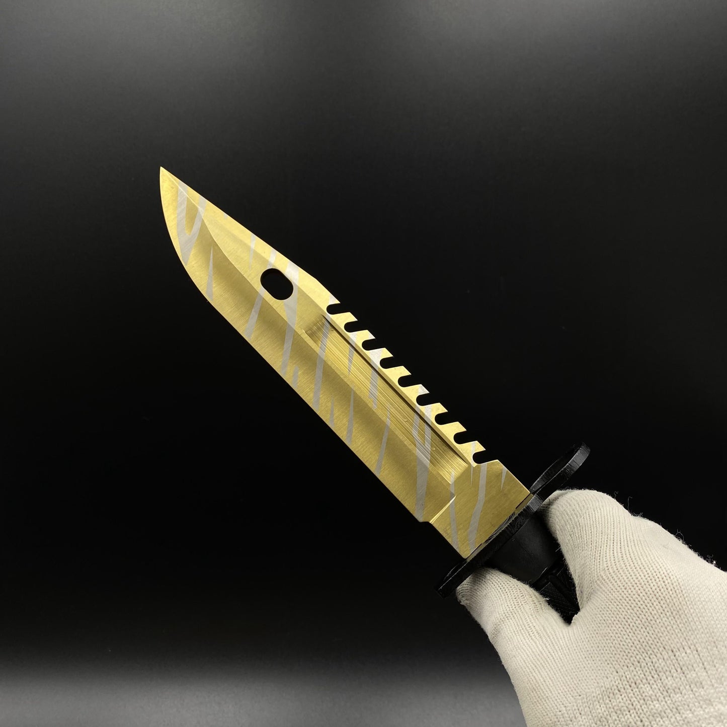420 Steel Dull Blade Replica Life-Size CS2 Tiger Tooth Skin M9 Bayonet For Collection