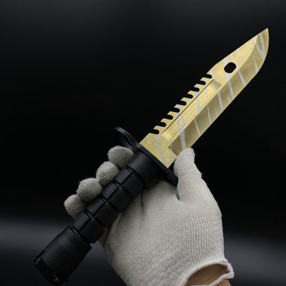 420 Steel Dull Blade Replica Life-Size CS2 Tiger Tooth Skin M9 Bayonet For Collection