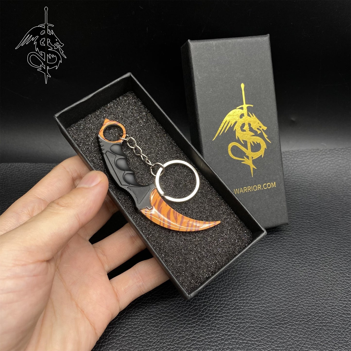 Gamma Tiger Tooth Skin Mini Karambit Keychain