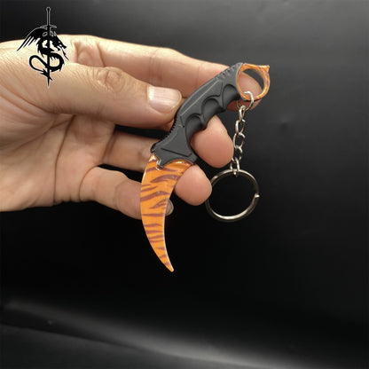 Gamma Tiger Tooth Skin Mini Karambit Keychain