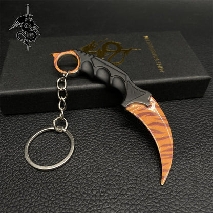 Gamma Tiger Tooth Skin Mini Karambit Keychain