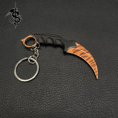 Gamma Tiger Tooth Skin Mini Karambit Keychain