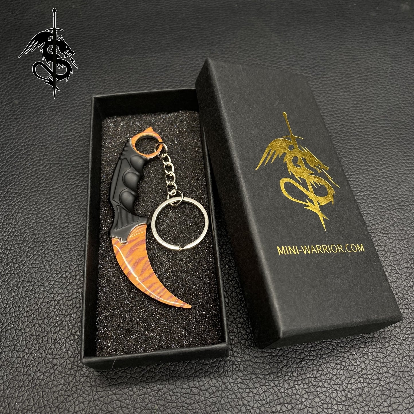 Gamma Tiger Tooth Skin Mini Karambit Keychain