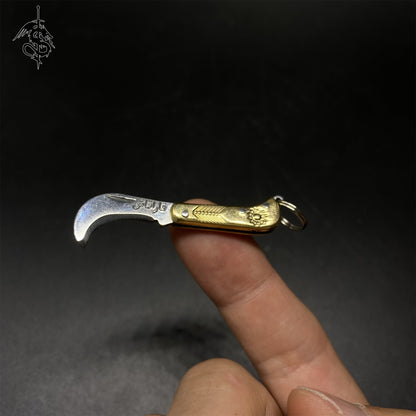 Creative Mini Folding Knife Brass Handle Tiny Sickle Unboxing Knife