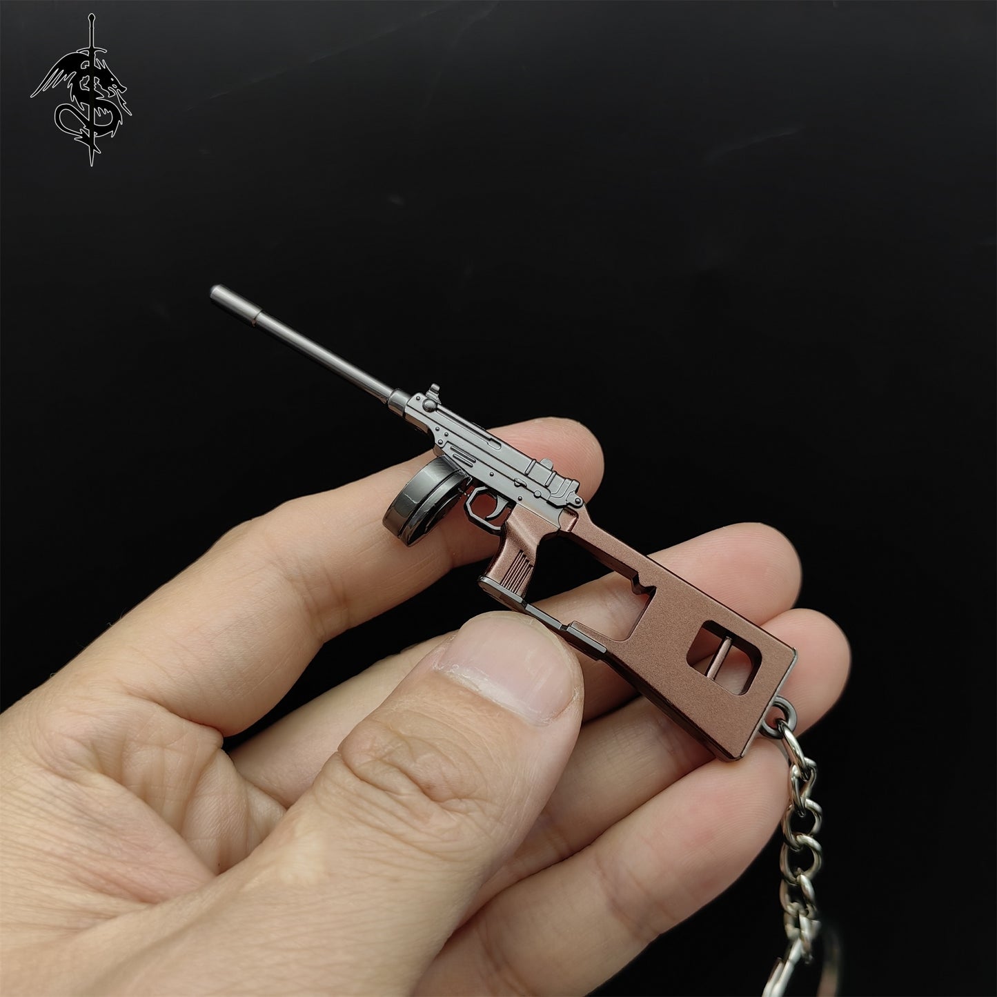 Mini V61 Submachine Gun Model Metal Keychain