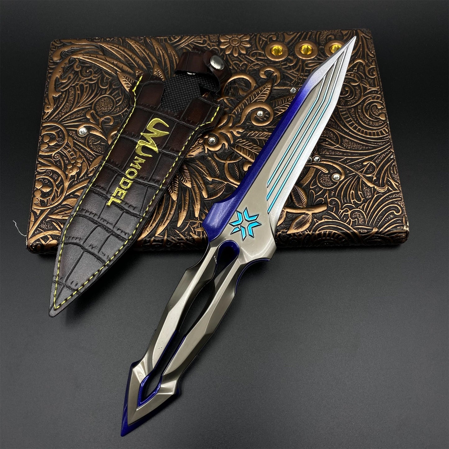 VCT 2026 Seal Knife Metal Replica Unsharpened Game Prop with Leather Sheath