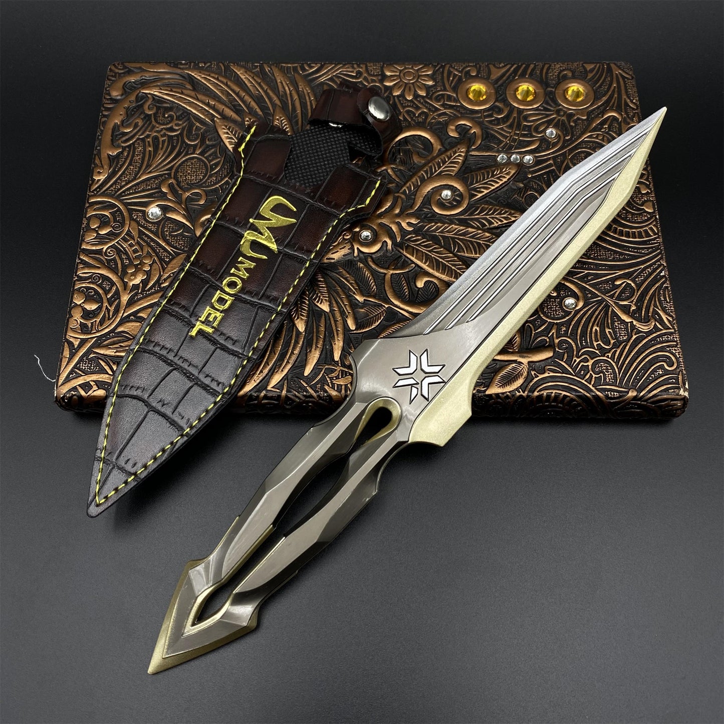 VCT 2026 Seal Knife Metal Replica Unsharpened Game Prop with Leather Sheath
