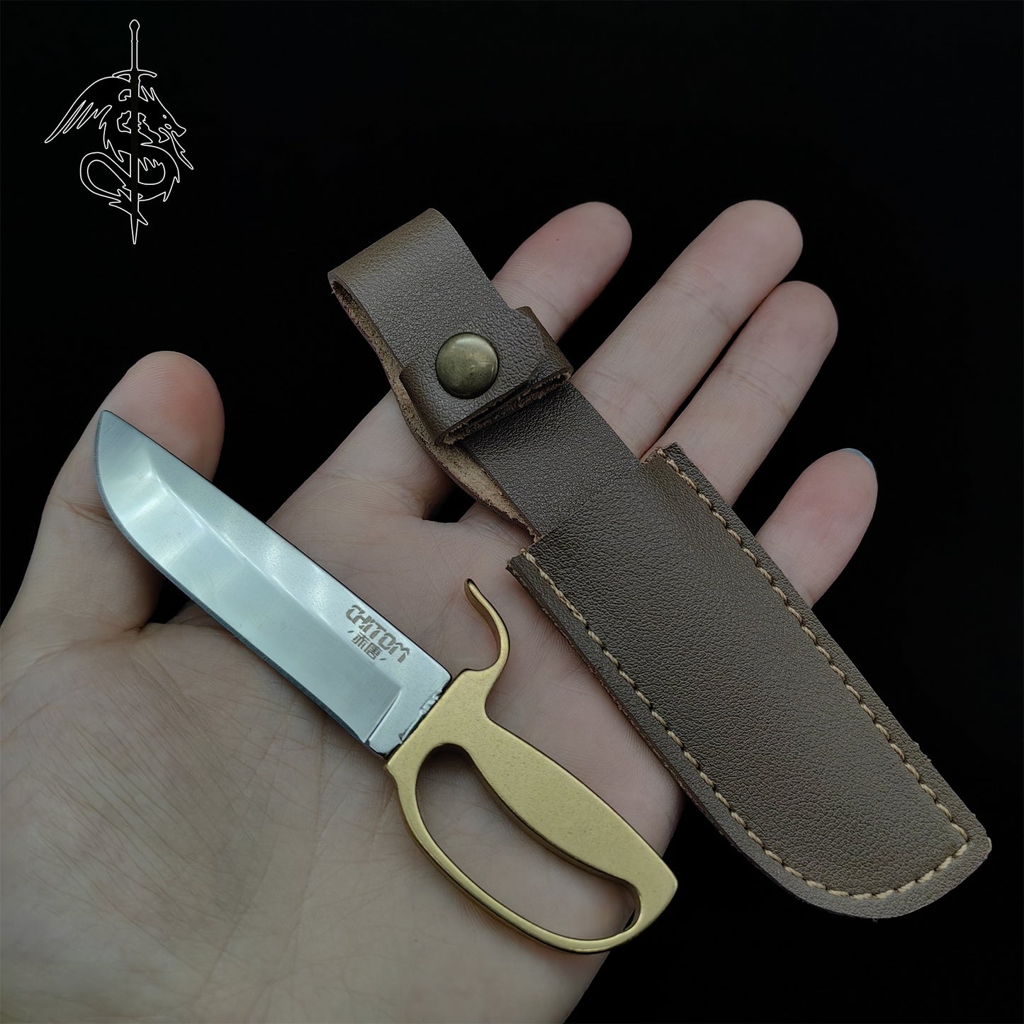 Small Wing Chun Knife Bart Cham Dao EDC Brass Handle Knife 