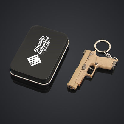 SIG M17 Mini Pistol Model Keychain with Storage Tin Box