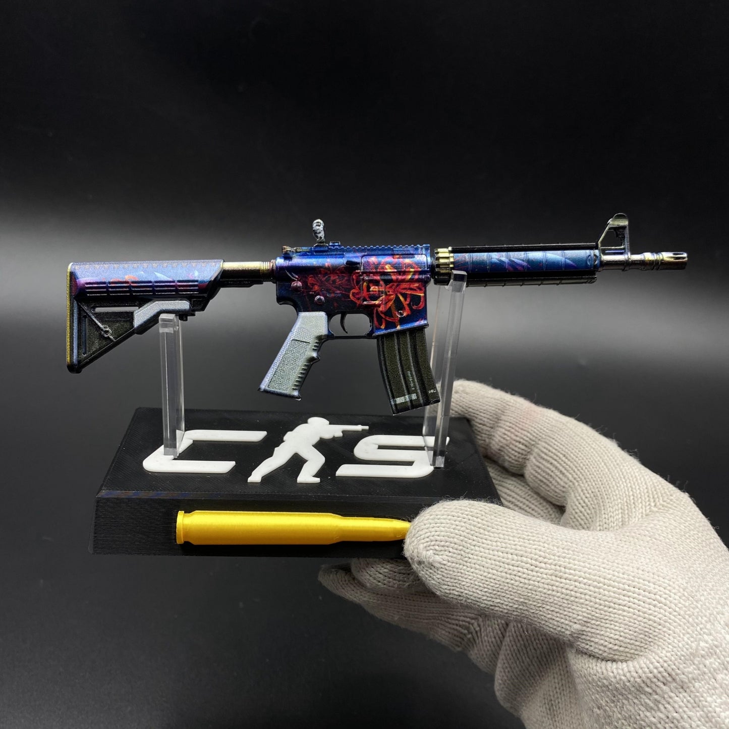 CS Game Skin M4A4 Red Blossom Mini Metal Game Replica For Collection