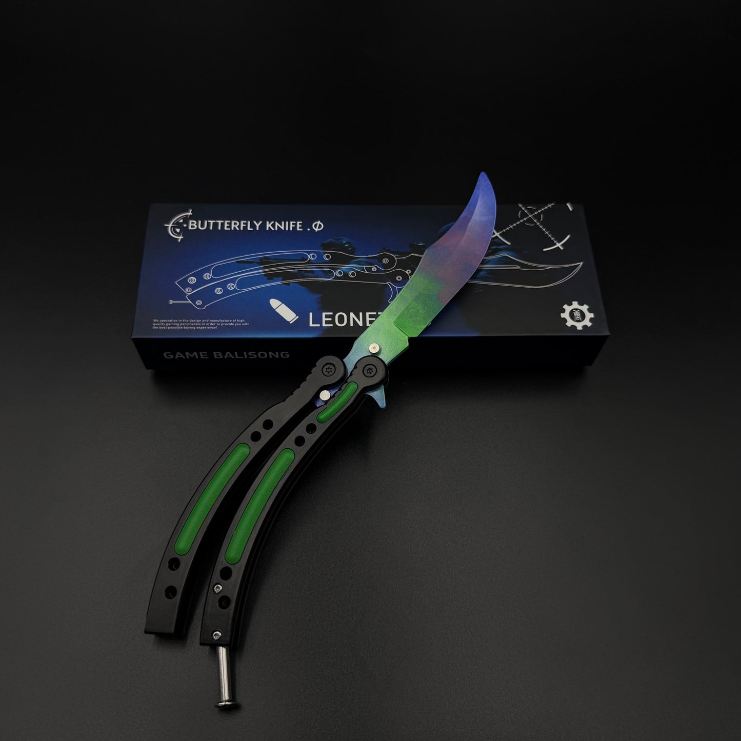 CS Butterfly Knife Gamma Doppler Metal Replica for Collectible - Unsharpened Balisong Trainer