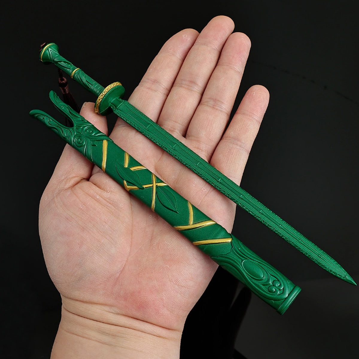 Green Bamboo Bee Cloud Sword from Mortal's Legend of Immortality Mini Metal Sword Collectible