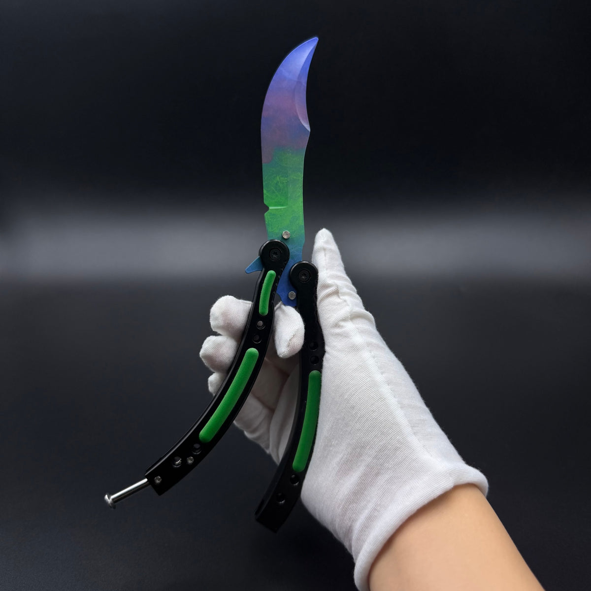 CS Butterfly Knife Gamma Doppler Metal Replica for Collectible - Unsharpened Balisong Trainer