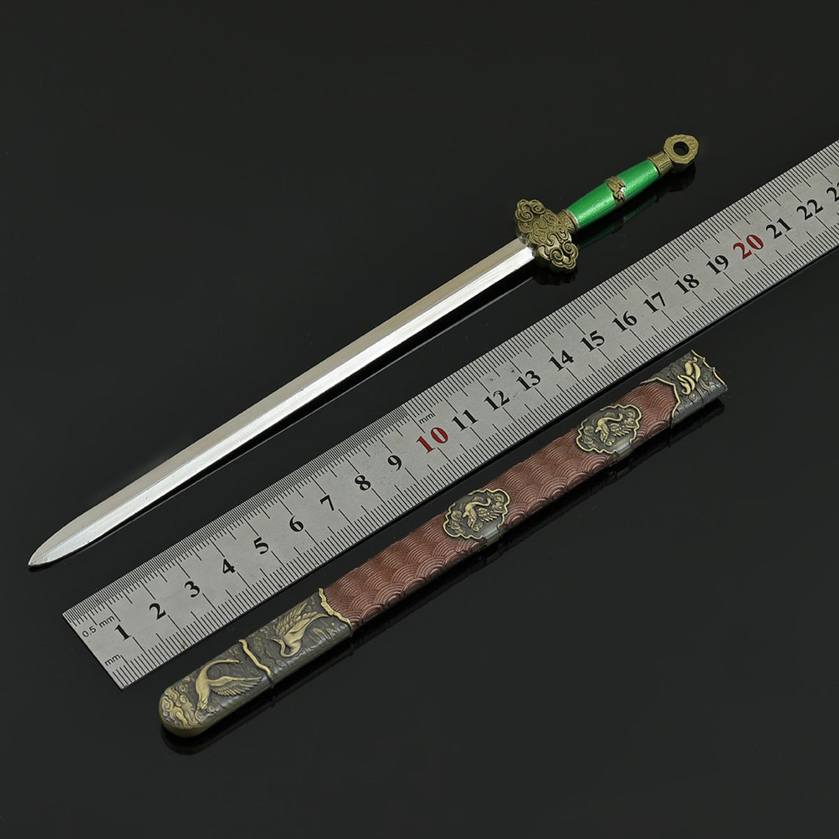 Lu Dongbin Chunyang Sword Mini Replica, Chinese Legend Alloy Collectible Sword Ornament