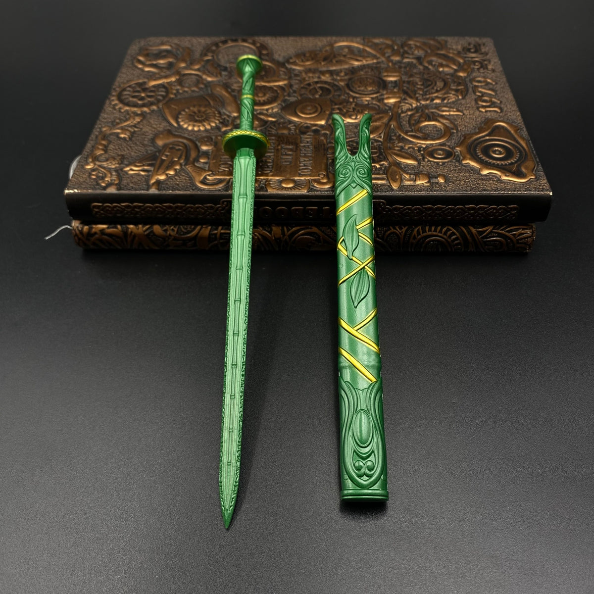 Green Bamboo Bee Cloud Sword from Mortal's Legend of Immortality Mini Metal Sword Collectible