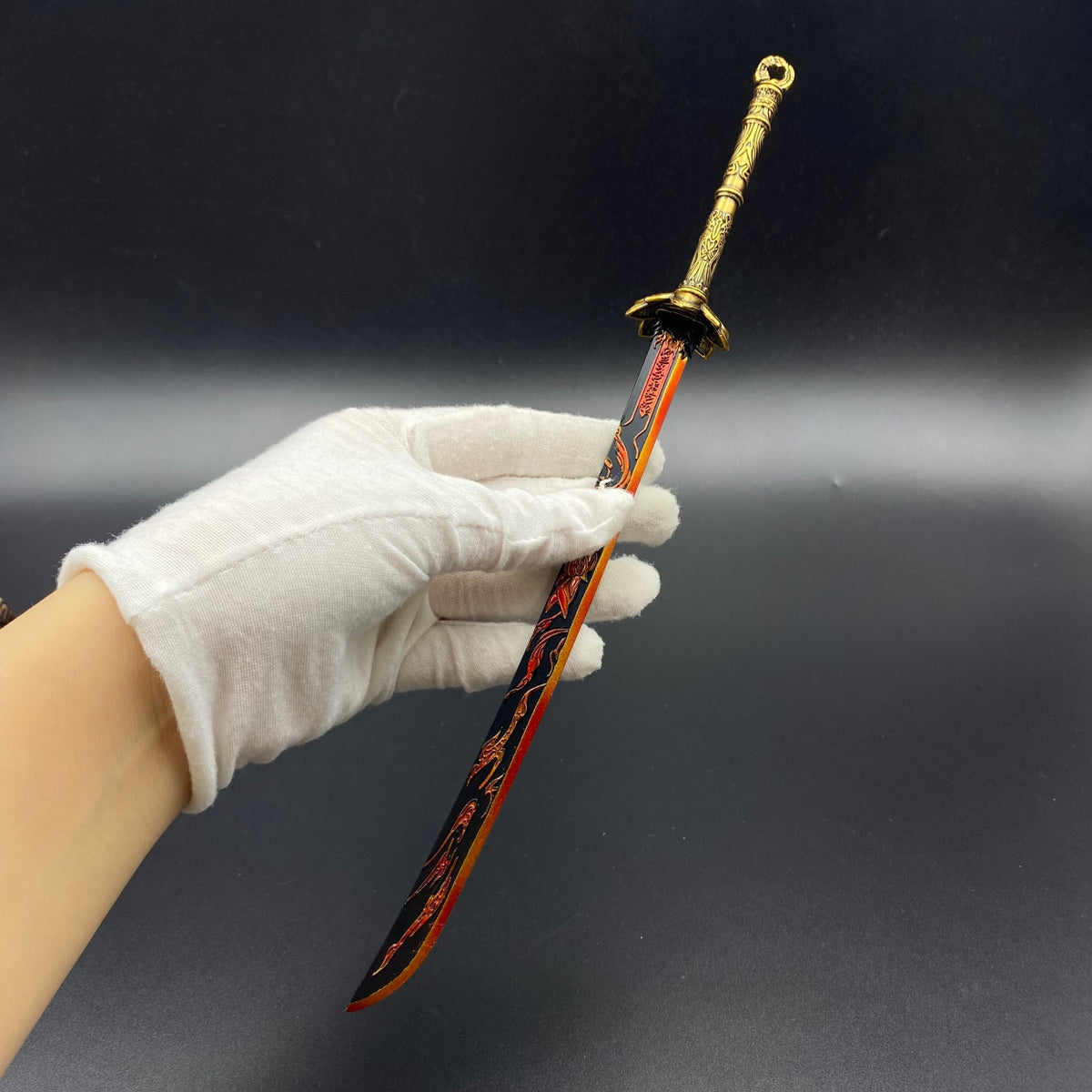Honglian Karmic Fire Blade Mini Replical, Cang Yu Anime Alloy Collectible Sword Ornament