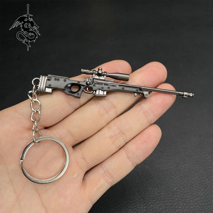 Metal AWM Mini Sniper Rifle Keychain Backpack Pendant