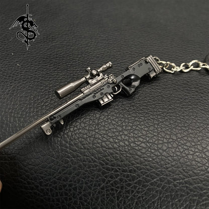 Metal AWM Mini Sniper Rifle Keychain Backpack Pendant