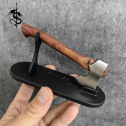 EDC Axe Hand-Forged Wooden Handle Axe Portable Mini Outdoor Tool