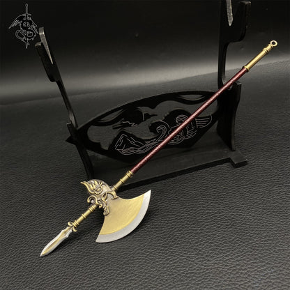 Ancient Chinese Cold Weapon 1/6 Display Art Metal Mini Axe Replica