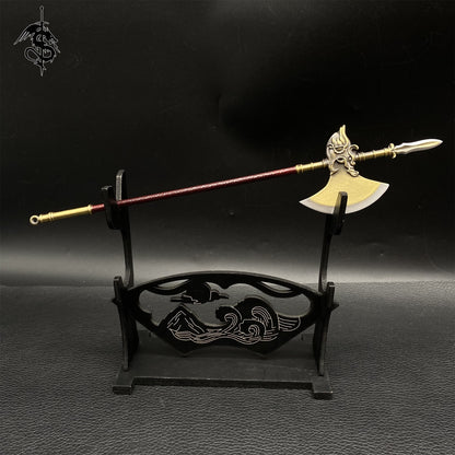 Ancient Chinese Cold Weapon 1/6 Display Art Metal Mini Axe Replica