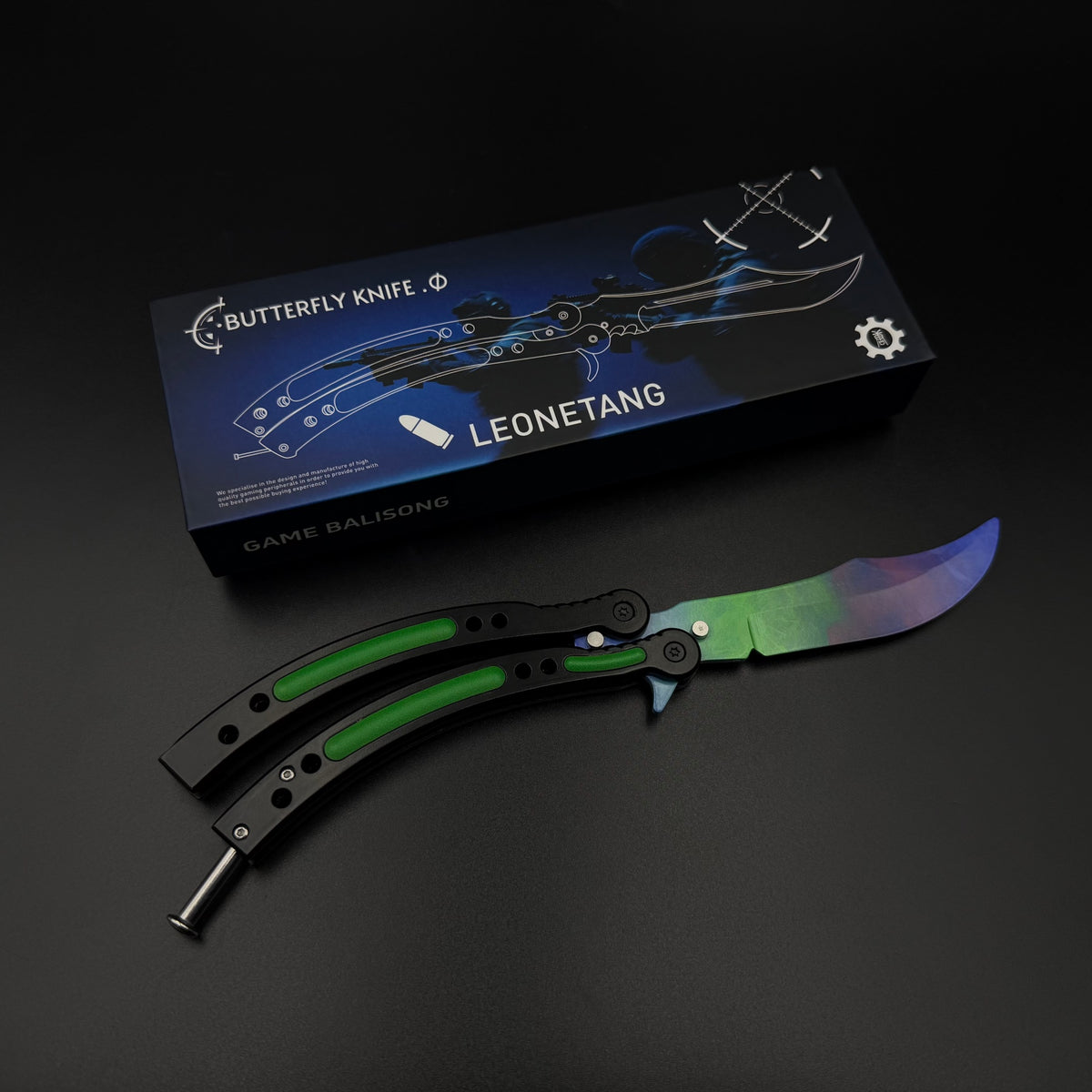 CS Butterfly Knife Gamma Doppler Metal Replica for Collectible - Unsharpened Balisong Trainer