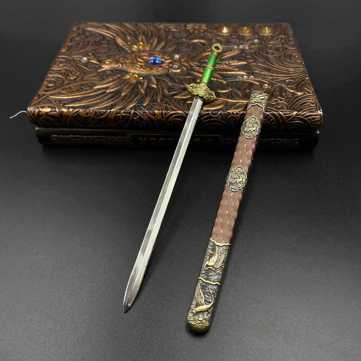 Lu Dongbin Chunyang Sword Mini Replica, Chinese Legend Alloy Collectible Sword Ornament