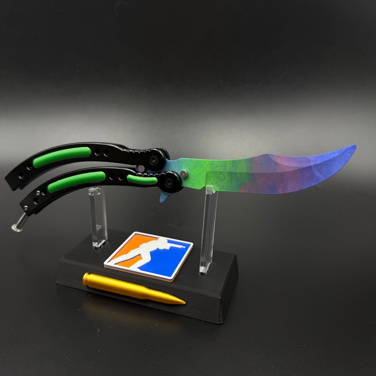 CS Butterfly Knife Gamma Doppler Metal Replica for Collectible - Unsharpened Balisong Trainer