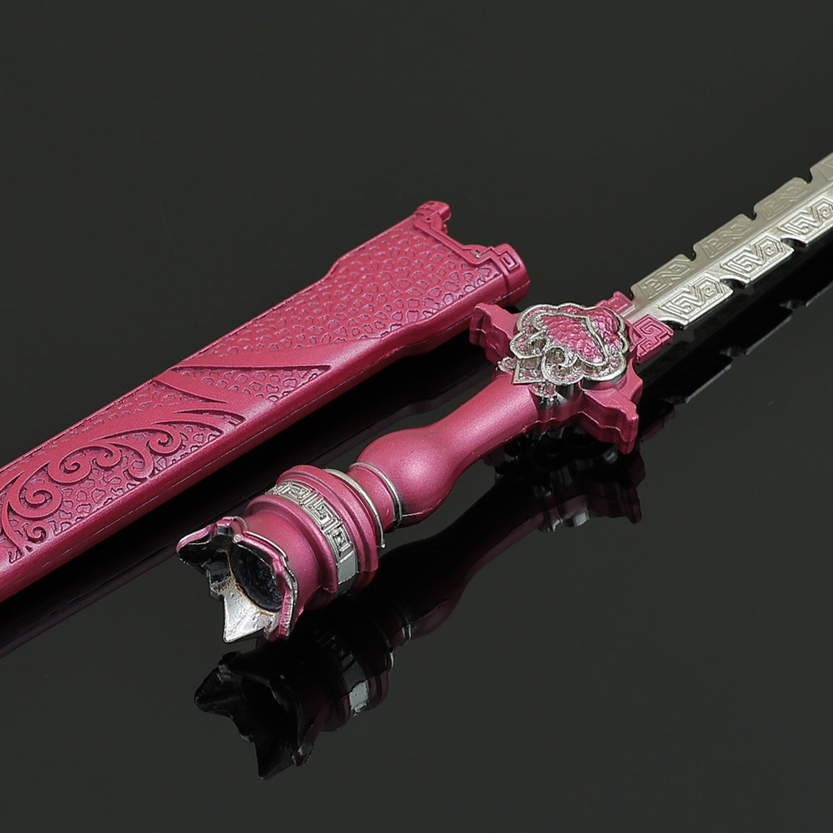 Qin's Moon Jing Ni Sword Alloy Replica Chinese Wuxia Anime Weapon Replica with Scabbard Non-sharp Desktop Collectible Ornament Gift