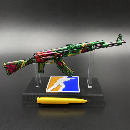 Hot Game CS2 Wild Lotus Skin AK-47 Miniature Tiny Gun Metal Replica Game Prop Collectible
