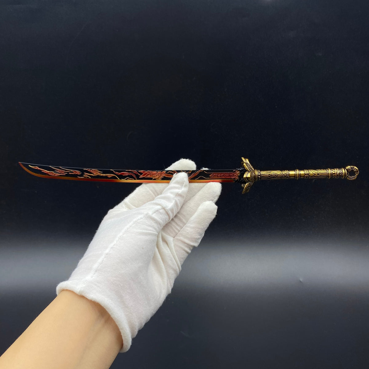 Honglian Karmic Fire Blade Mini Replical, Cang Yu Anime Alloy Collectible Sword Ornament