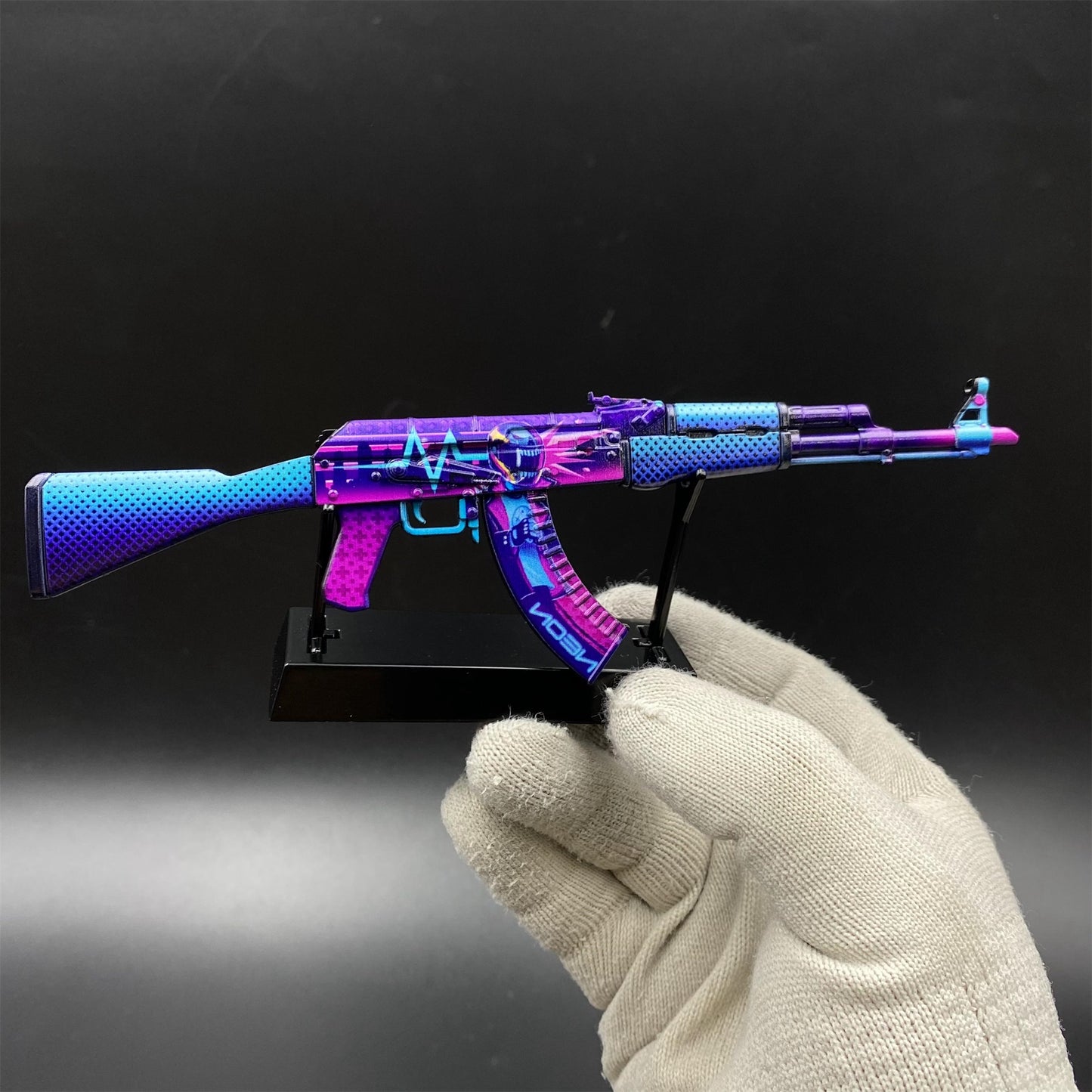 Hot Game CS2 Neon Rider Skin Metal AK-47 Mini Gun Metal Replica Game Prop Collectible