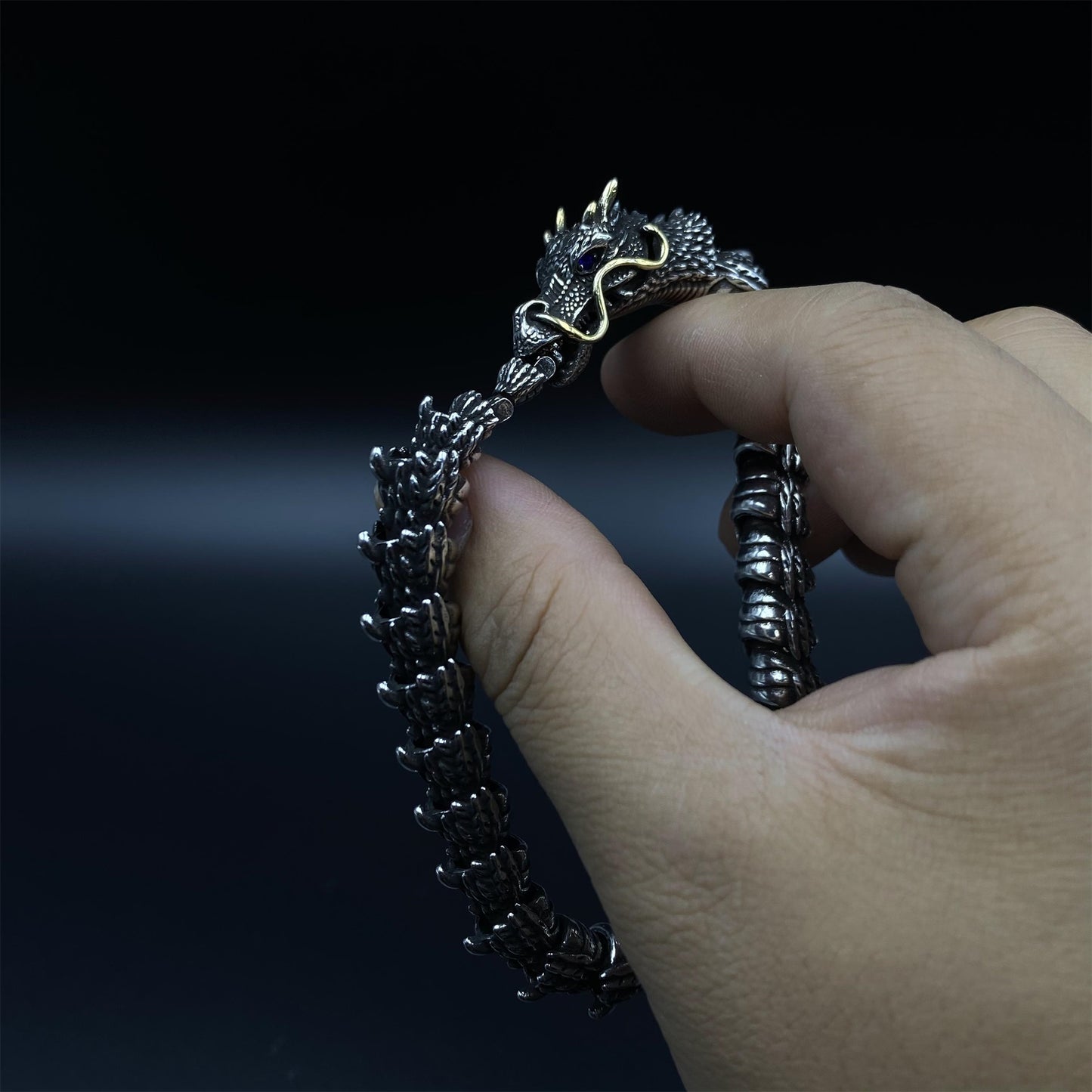 Articulated Chinese Dragon Scale Bracelet - Metal Eastern Dragon Miniature