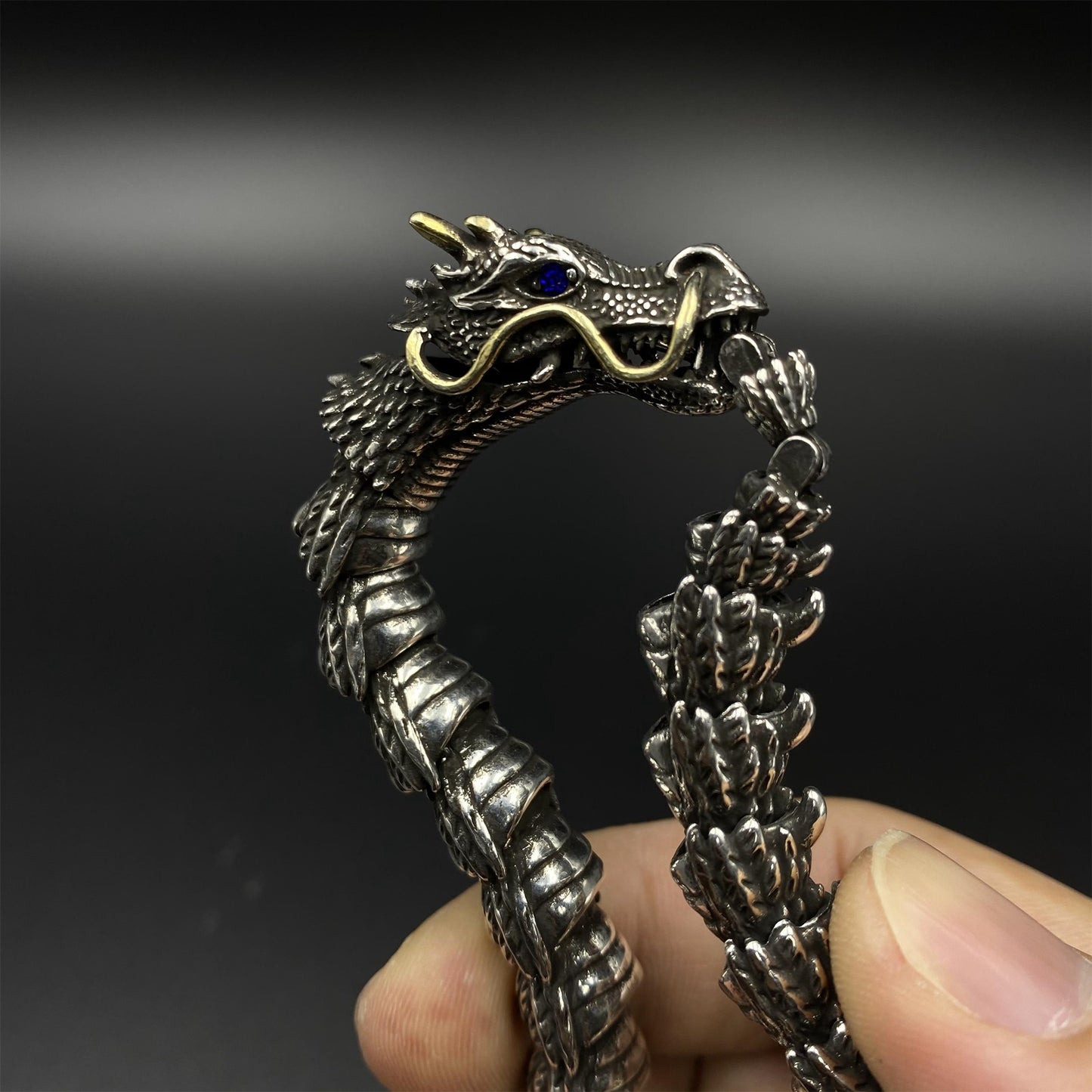 Articulated Chinese Dragon Scale Bracelet - Metal Eastern Dragon Miniature