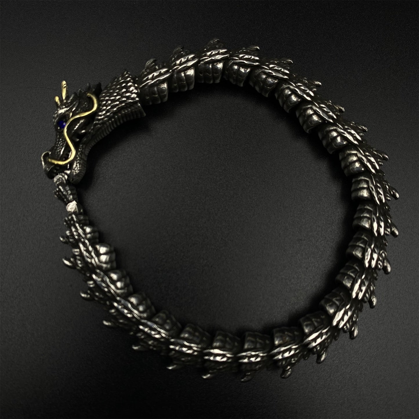 Articulated Chinese Dragon Scale Bracelet - Metal Eastern Dragon Miniature