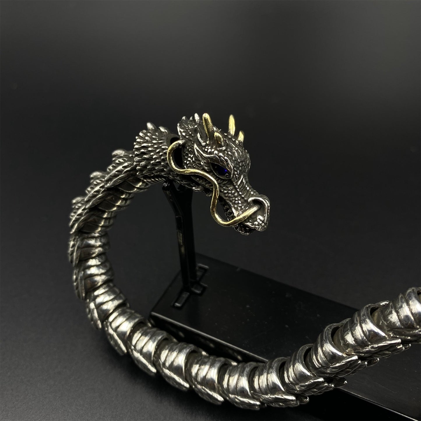 Articulated Chinese Dragon Scale Bracelet - Metal Eastern Dragon Miniature