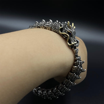Articulated Chinese Dragon Scale Bracelet - Metal Eastern Dragon Miniature
