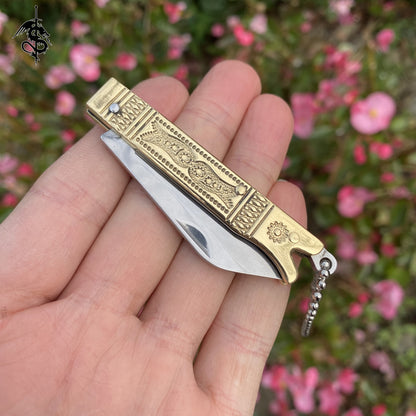Creative Mini Folding Knife Brass Handle Tool Unboxing Knife